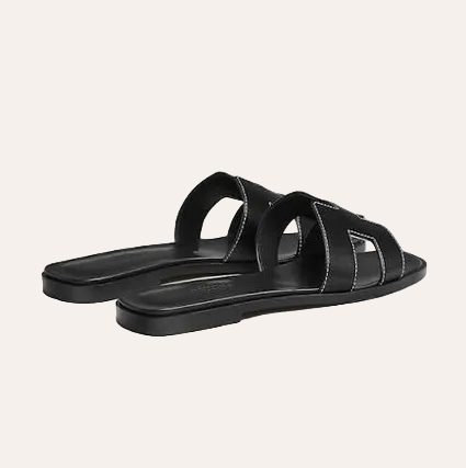Sandales plates en cuir « Oran » – Noir