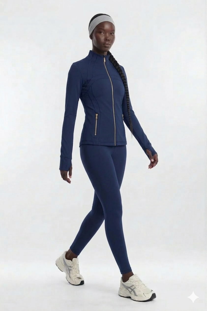 Ensemble sport zippé – Bleu marine