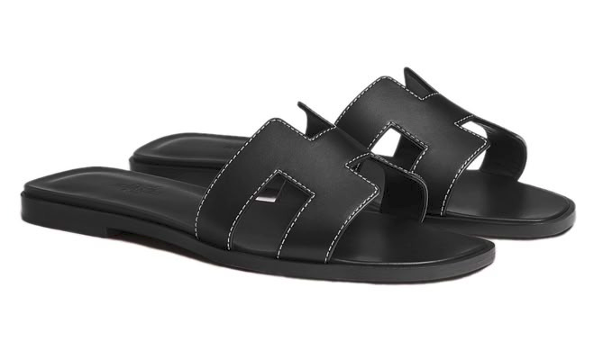 Sandales plates en cuir « Oran » – Noir